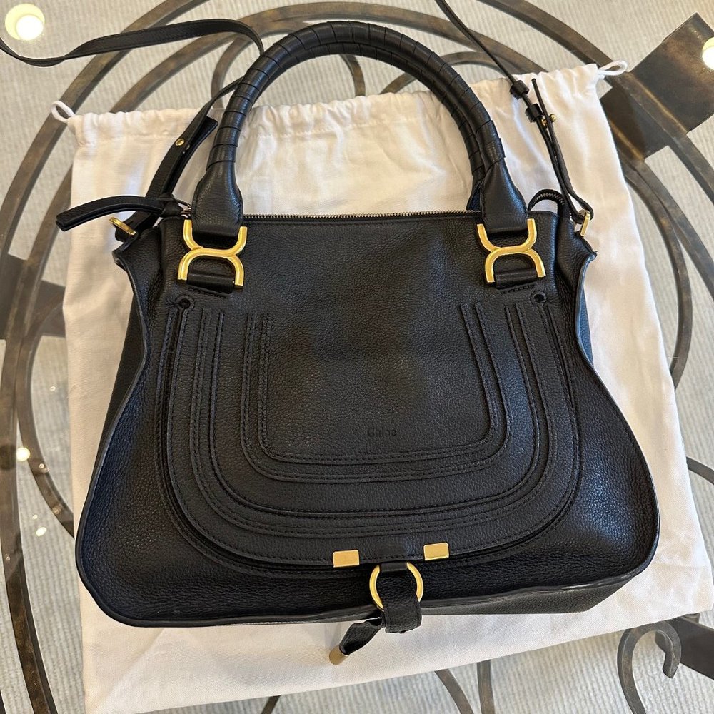 Chloe Medium Marcia Leather Satchel - Black